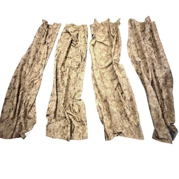 Croscill Jacobean Gold Drapes Curtains Lined 4 Panels Rod Pocket Tie Backs 40x86 - Picture 5 of 9